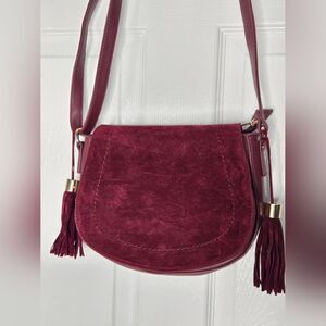 Unbranded Elegant Burgundy Suede Saddle Bag